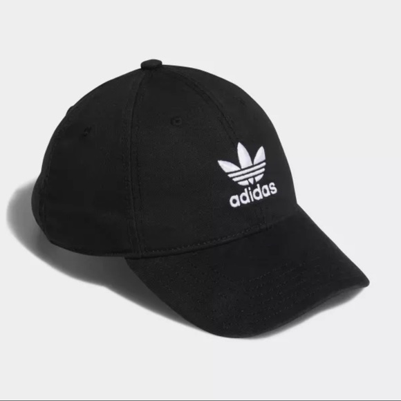 adidas Accessories - ADIDAS originals embroidered logo relaxed strap back hat black white trefoil